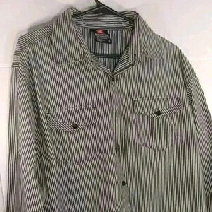 "SOUTHPOLE" VTG Men's Button Down Long Sleeve Black/ White Strip Mens Size Large